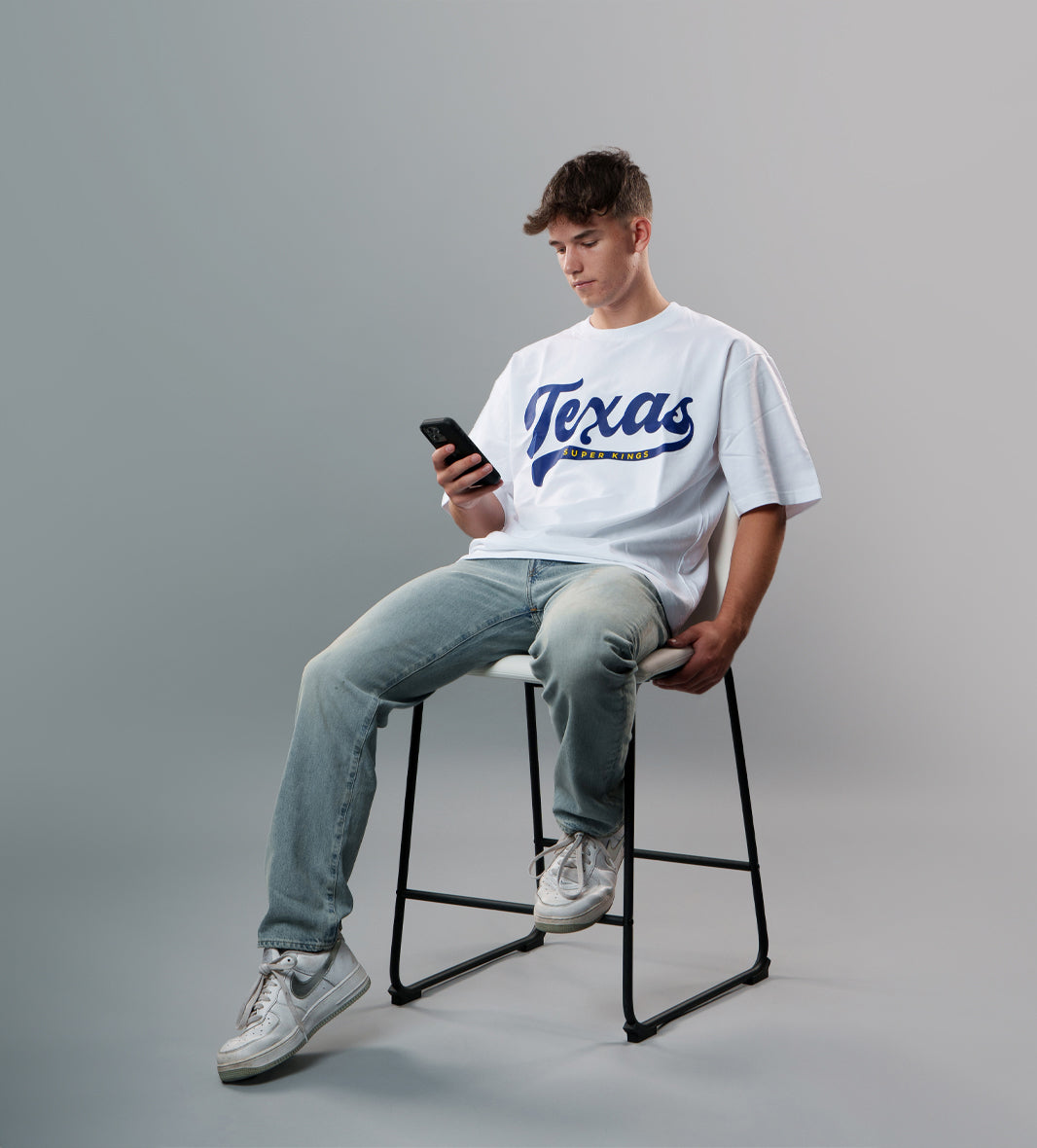 Texas White Tee | Oversized Crew Neck