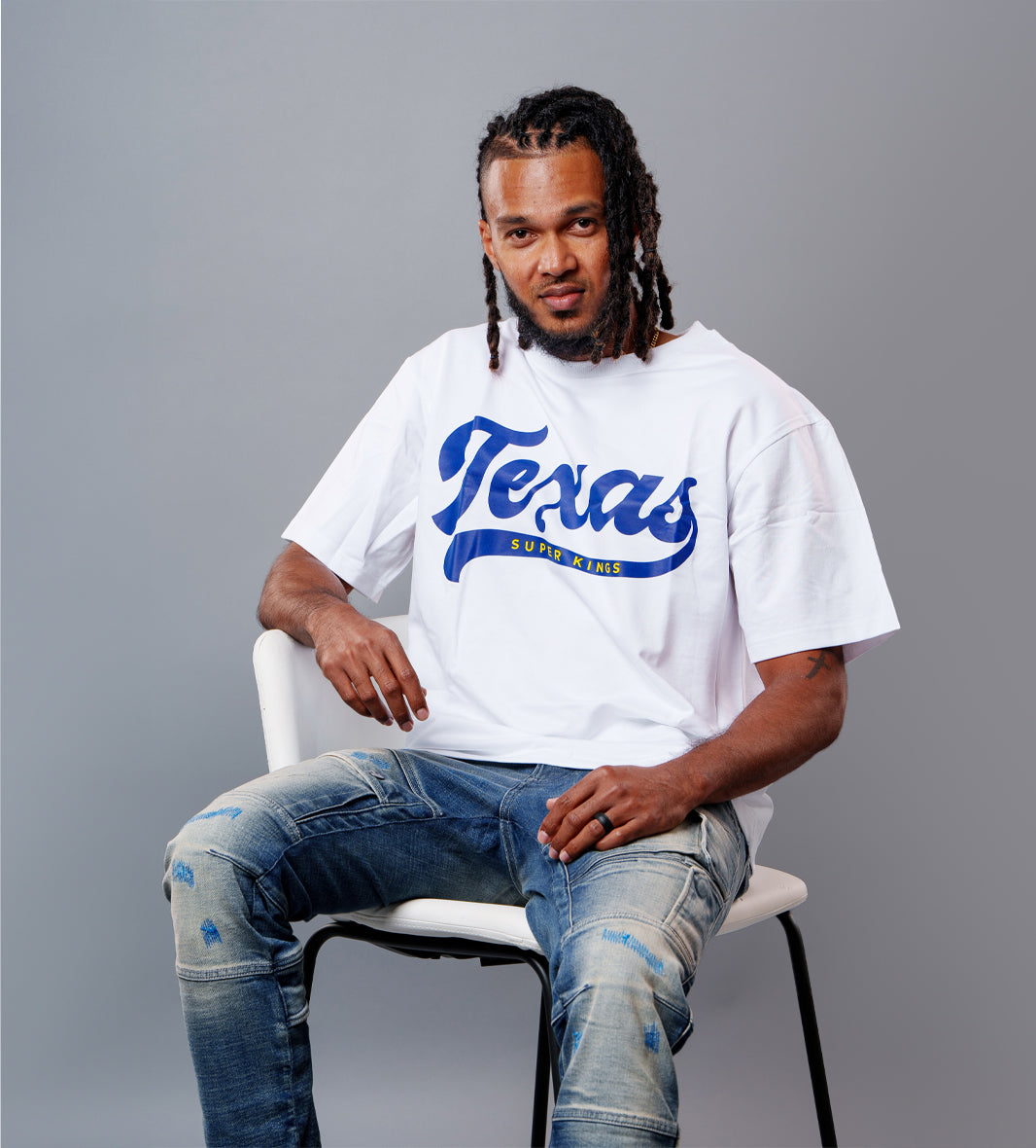 Texas White Tee | Oversized Crew Neck